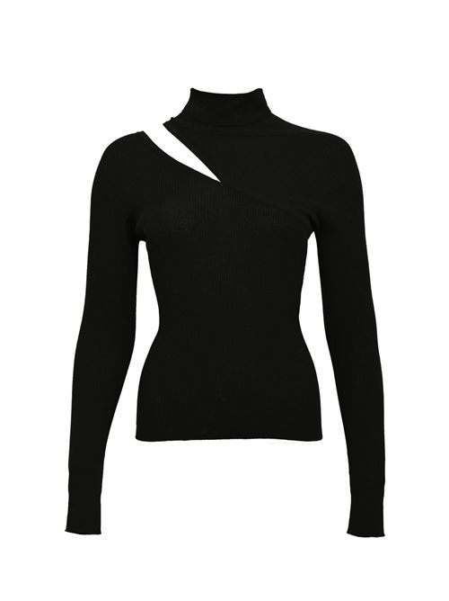 Dolcevita in lana con cut-out sulla spalla D. Exterior | 614132NERO